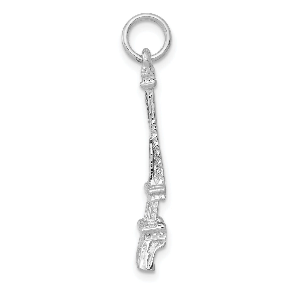 14k White Gold Texture Polished Finish solid Eiffel Tower Charm Pendant