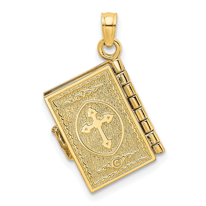 14K Yellow Gold Moveable 3-D Lord's Prayer Holy Bible Pendant