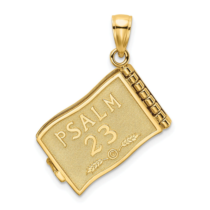 14K Yellow Gold 3-D Moveable Pages The Lord Is My Shepherd Psalm 23 Pendant