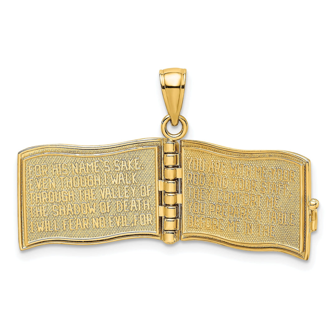 14K Yellow Gold 3-D Moveable Pages The Lord Is My Shepherd Psalm 23 Pendant