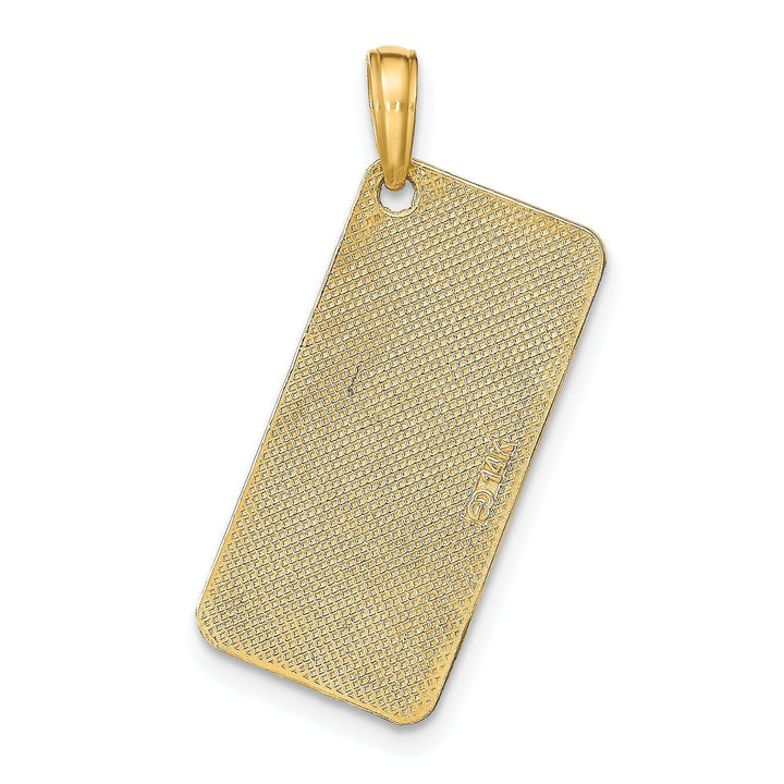14k Yellow Gold Solid Texture Finish Raised Lettering ST. THOMAS License Plate Charm Pendant