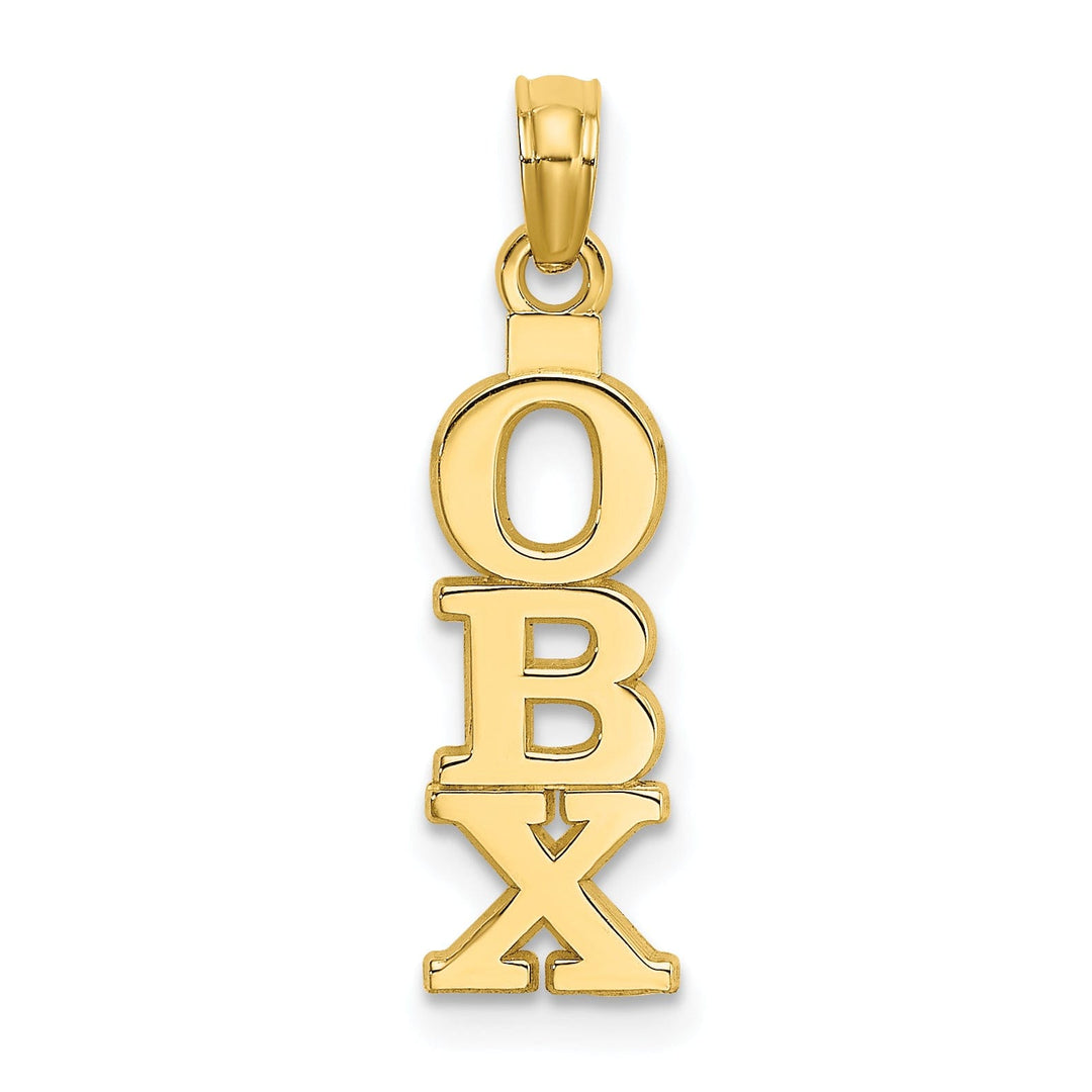 14K Yellow Gold Polished Finish OBX (Outer Banks) Vertical Shape Design Charm Pendant