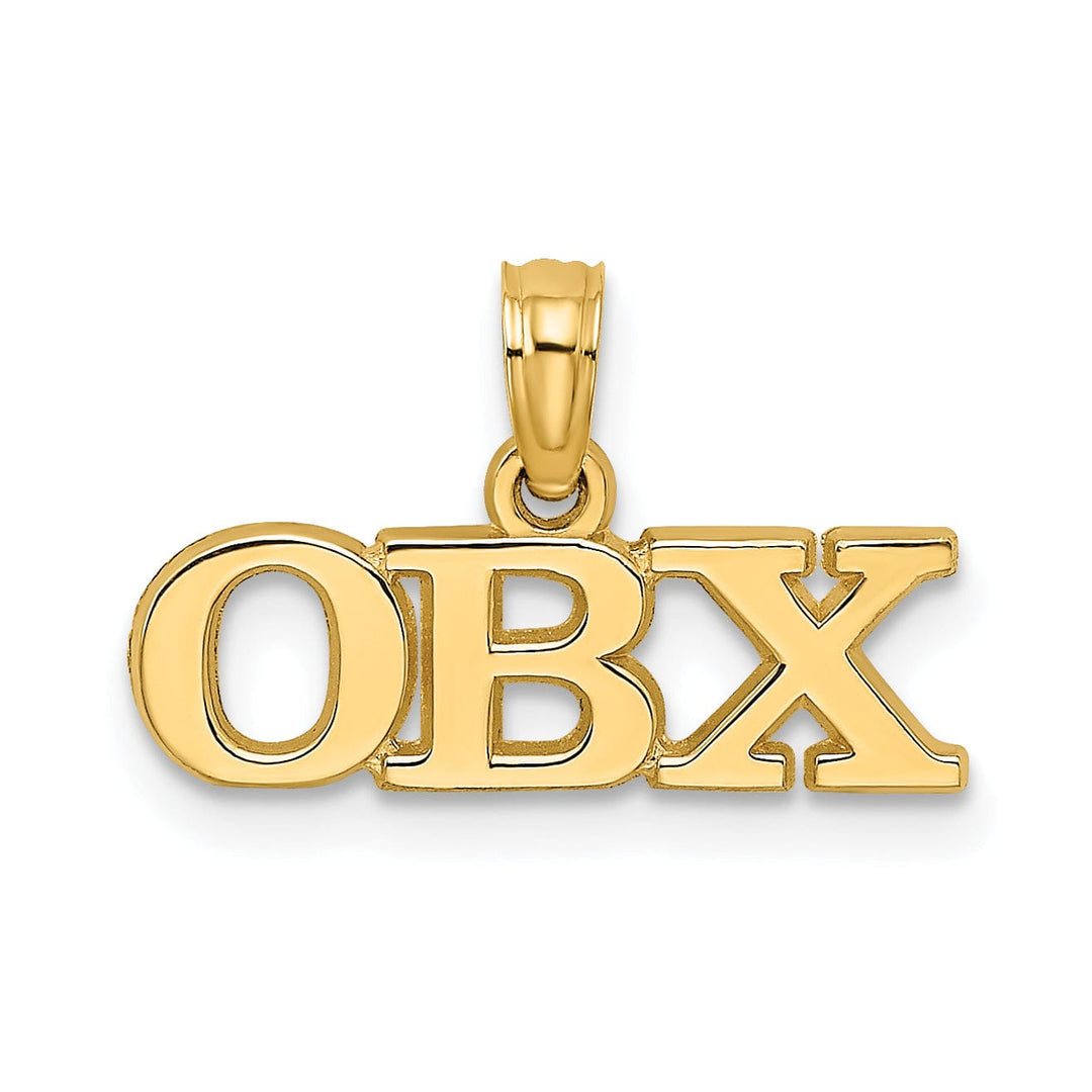 14K Yellow Gold Polished Finish OBX Horizontal Shape Design Charm Pendant