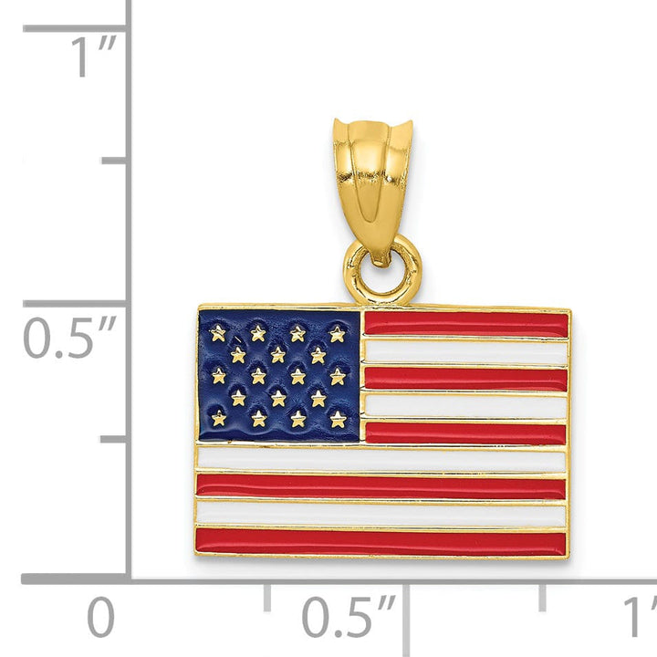 14k Yellow Gold United States Flag Pendant