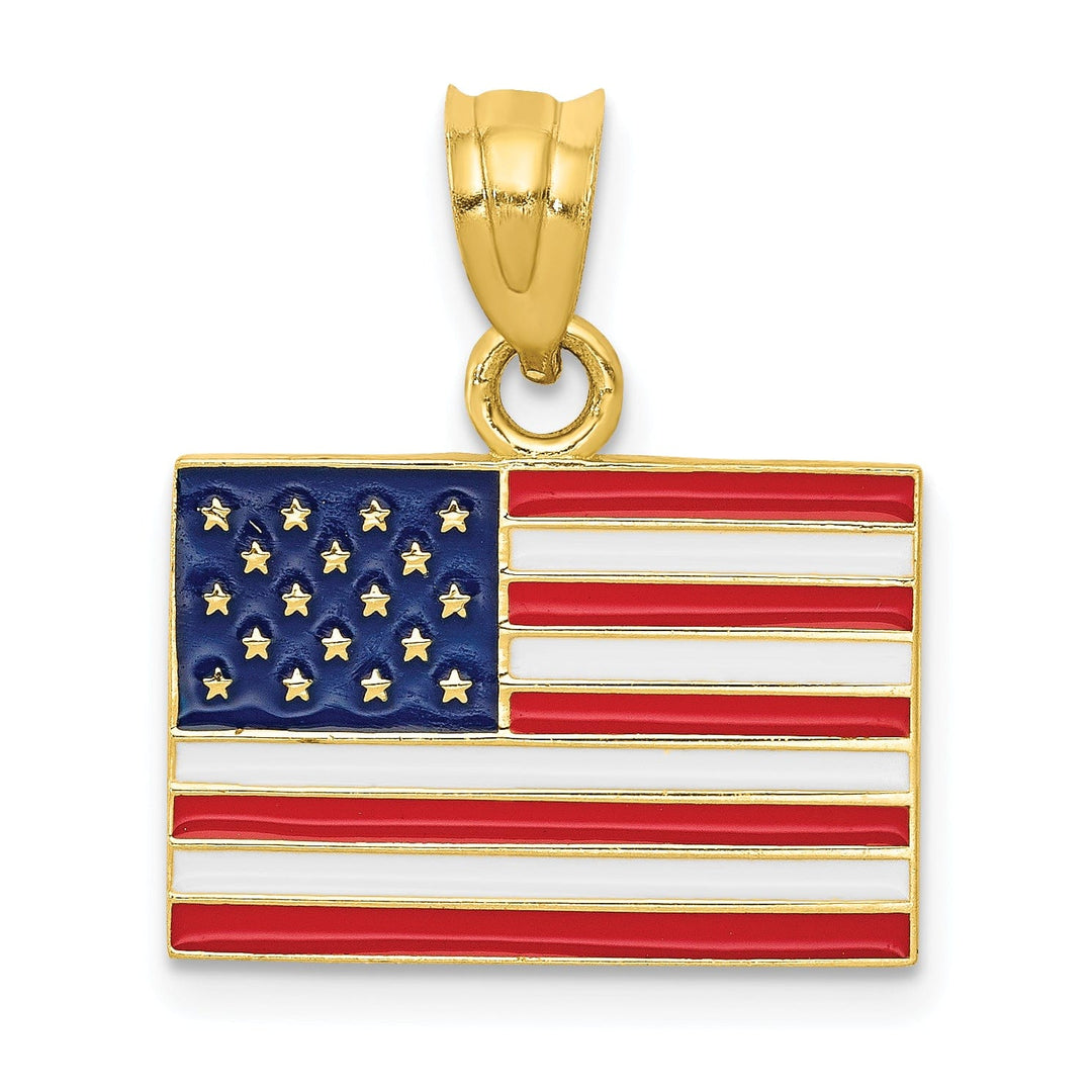 14k Yellow Gold United States Flag Pendant