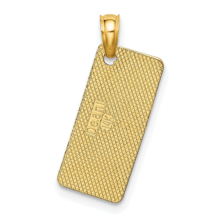 14K Yellow Gold Polished Textured Finish AVALON License Plate Charm Pendant