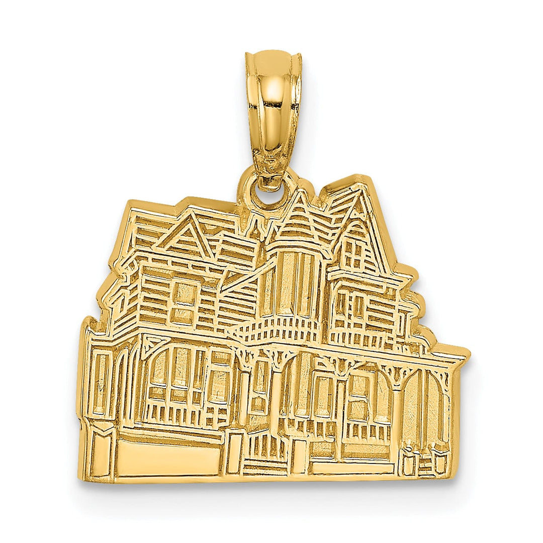 14K Yellow Gold Polished Textured Finish The Dr. HENRY HUNT HOUSE- CAPE MAY, NJ Charm Pendant