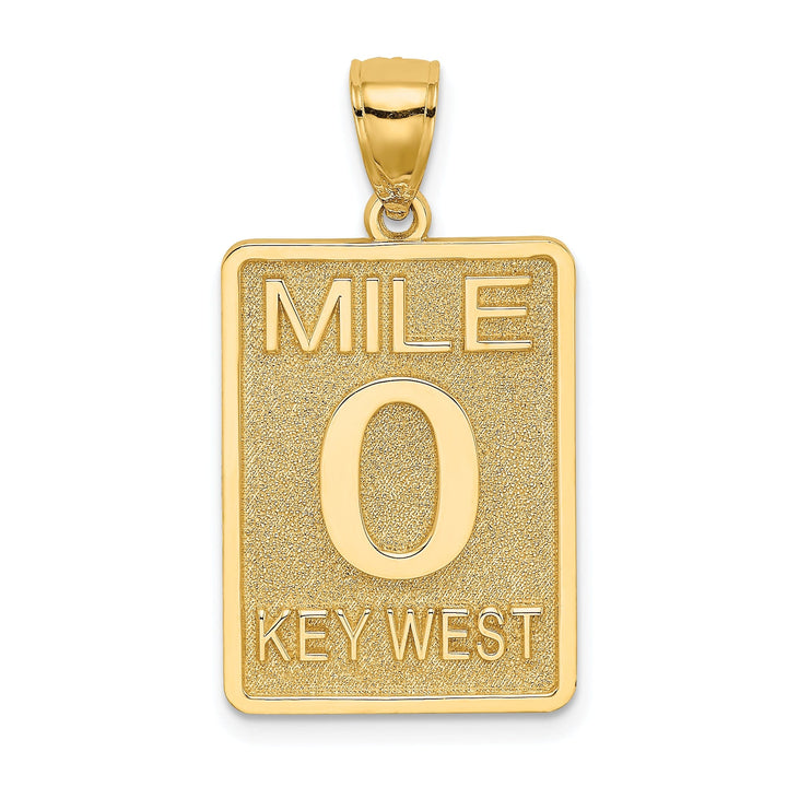 14k Yellow Gold Solid Polished Textures Finish 0 KEY WEST Mile Marker Charm Pendant