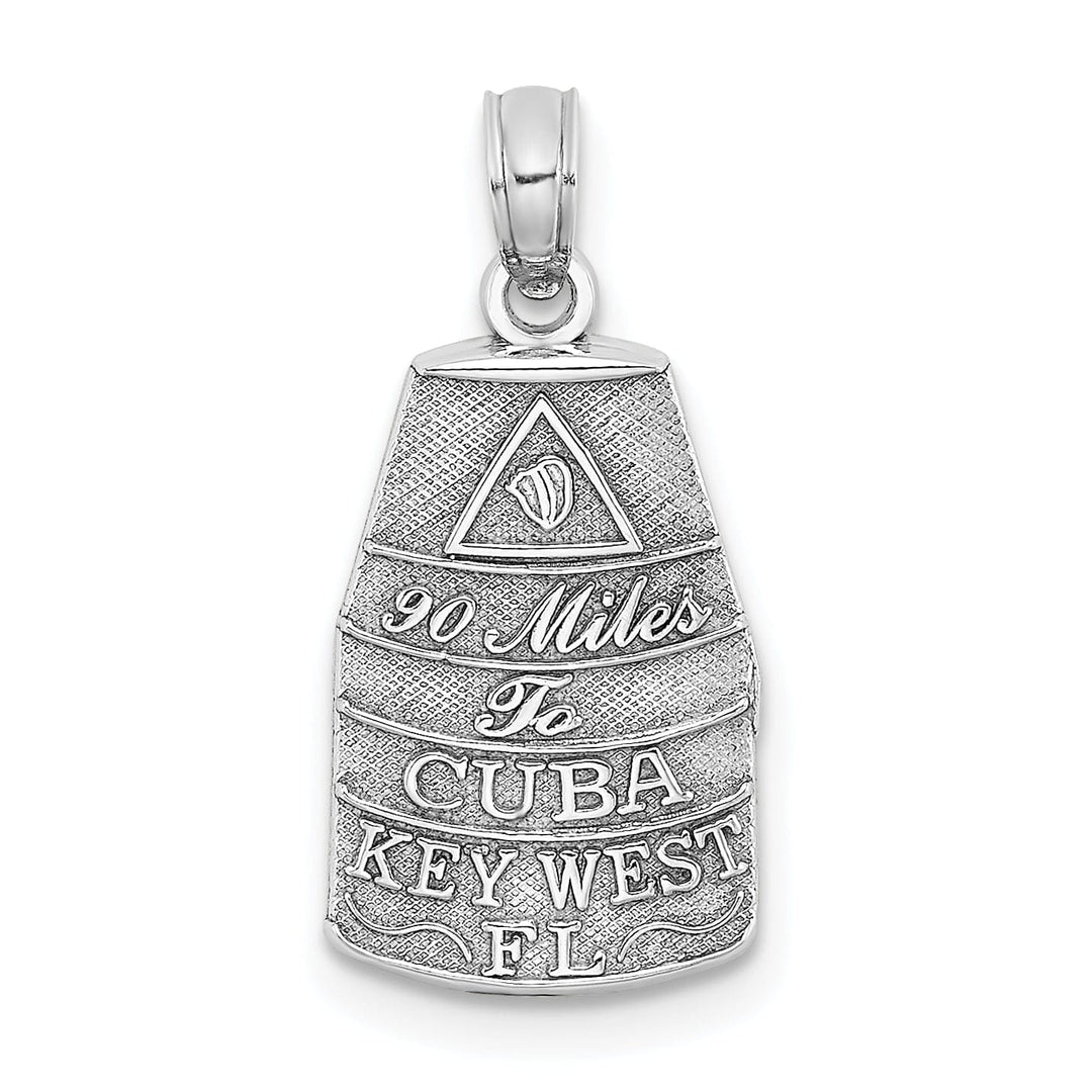 14K White Gold Polished Textured Finish Southern Most Point in the USA 90 Mile From Cuba KEY WEST FL Charm Pendant