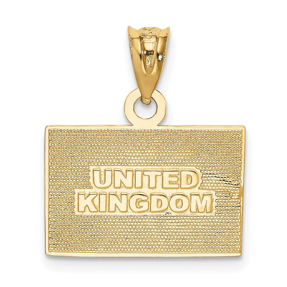 14K Yellow Gold Red, White, Blue Enameled Finish Solid United Kingdom Flag Charm Pendant