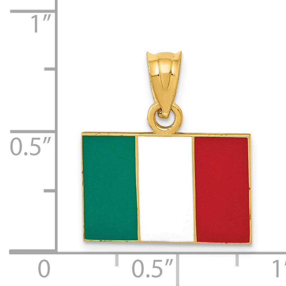 14k Yellow Gold Enameled Italy Flag Pendant