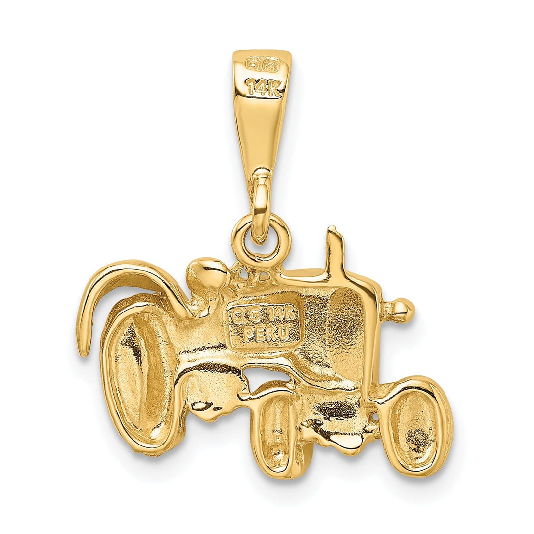 14k Yellow Gold Solid Polished Finish Concave Shape Fram Tractor Charm Pendant