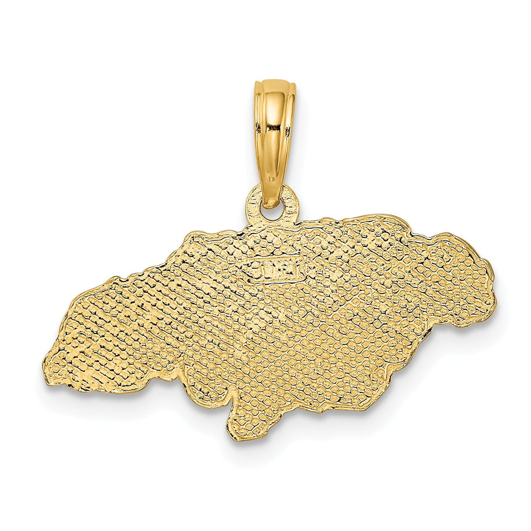14k Yellow Gold Polished Finish Map Shape of JAMAICA Charm Pendant