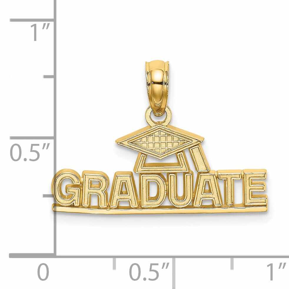 14K Polished Graduate Under Cap Charm - Unisex