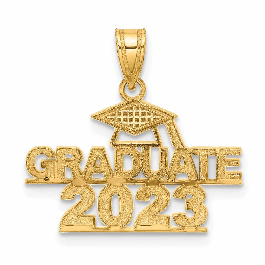 14K Polished Graduate 2023 Under Cap Charm - Unisex