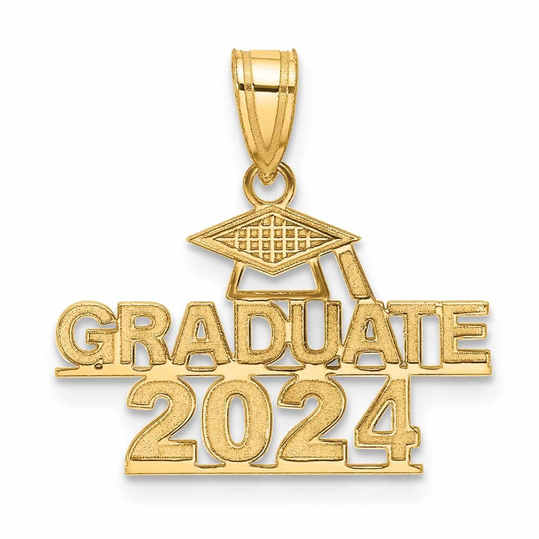 14K Polished Graduate 2024 Under Cap Charm - Unisex