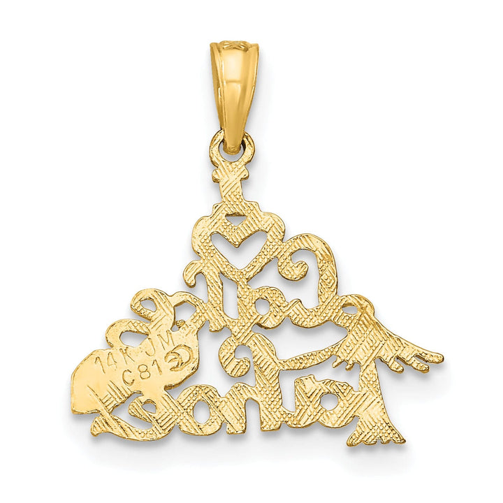 14K Yellow Gold Textured Polished Finish I HEART LAKE TAHOE with Dice Design Charm Pendant