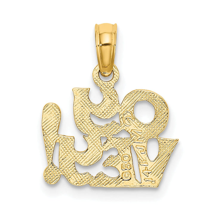 14K Yellow Gold Polished Finish Solid Script OY VEY! Charm Pendant