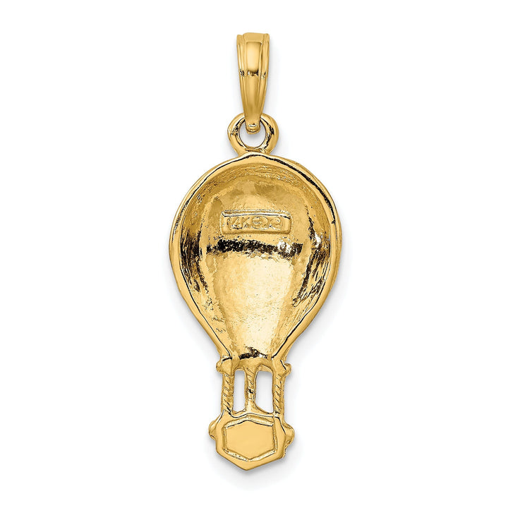 14K Yellow Gold Polished Textured Finish Concave Shape Hot Air Ballon Charm Pendant