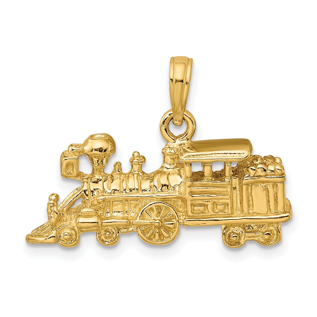 14K Yellow Gold Polished Finish 3-Dimensional locomotive Train Charm Pendant