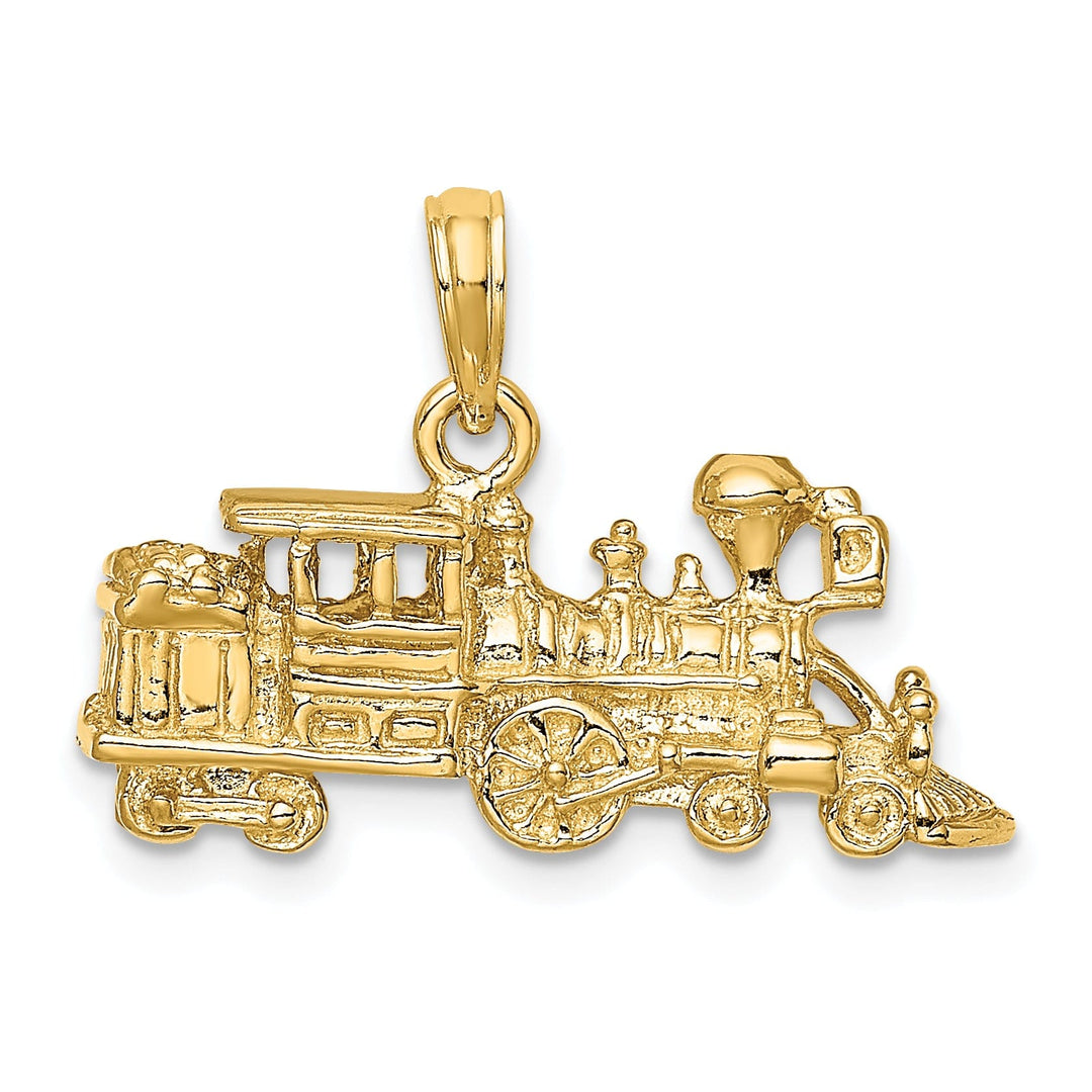14K Yellow Gold Polished Finish 3-Dimensional locomotive Train Charm Pendant