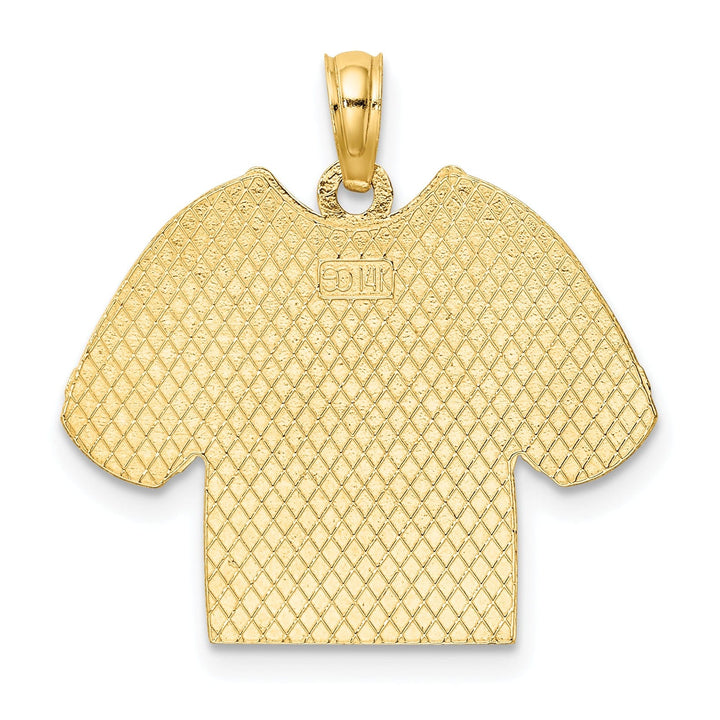 14k Yellow Gold, White Rhodium Textured Polished Finish US COAST GUARD T-Shirt Charm Pendant
