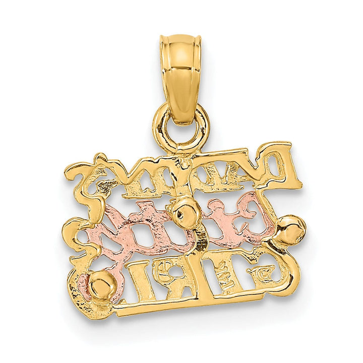 14k Two-Tone Gold Textured Polished Finish DADDY'S LITTLE GIRL with Heart Design Charm Pendant