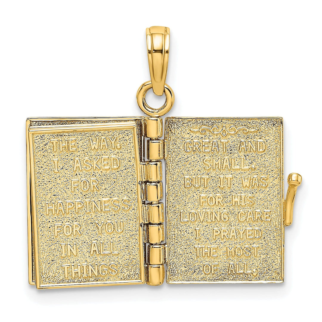 14K Yellow Gold 3-D Pages Angel Book I Said Prayer For You Pendant