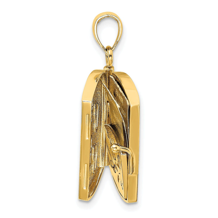 14K Yellow Gold 3-D Pages Footprints in The Sand Book Prayer Pendant