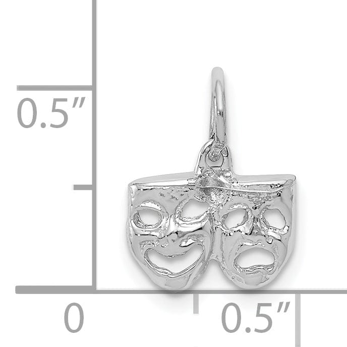 Solid 14k White Gold Comedy Tragedy Pendant