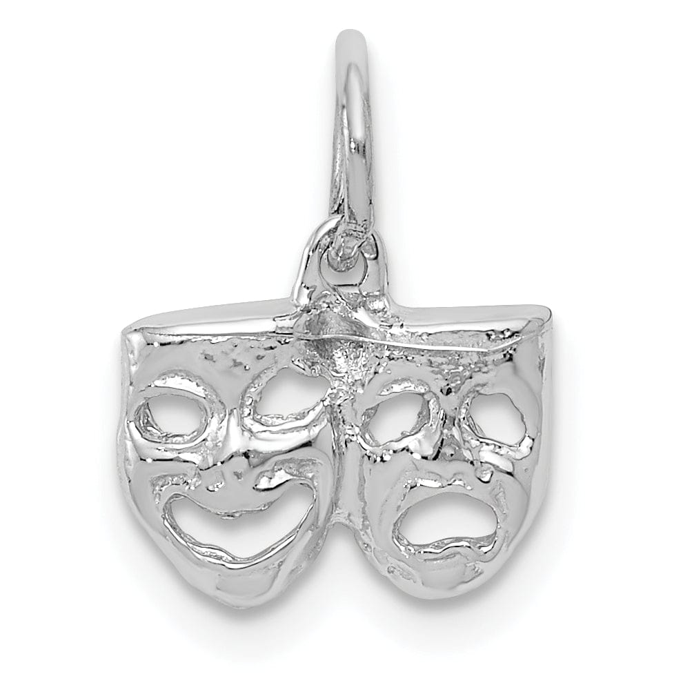 Solid 14k White Gold Comedy Tragedy Pendant