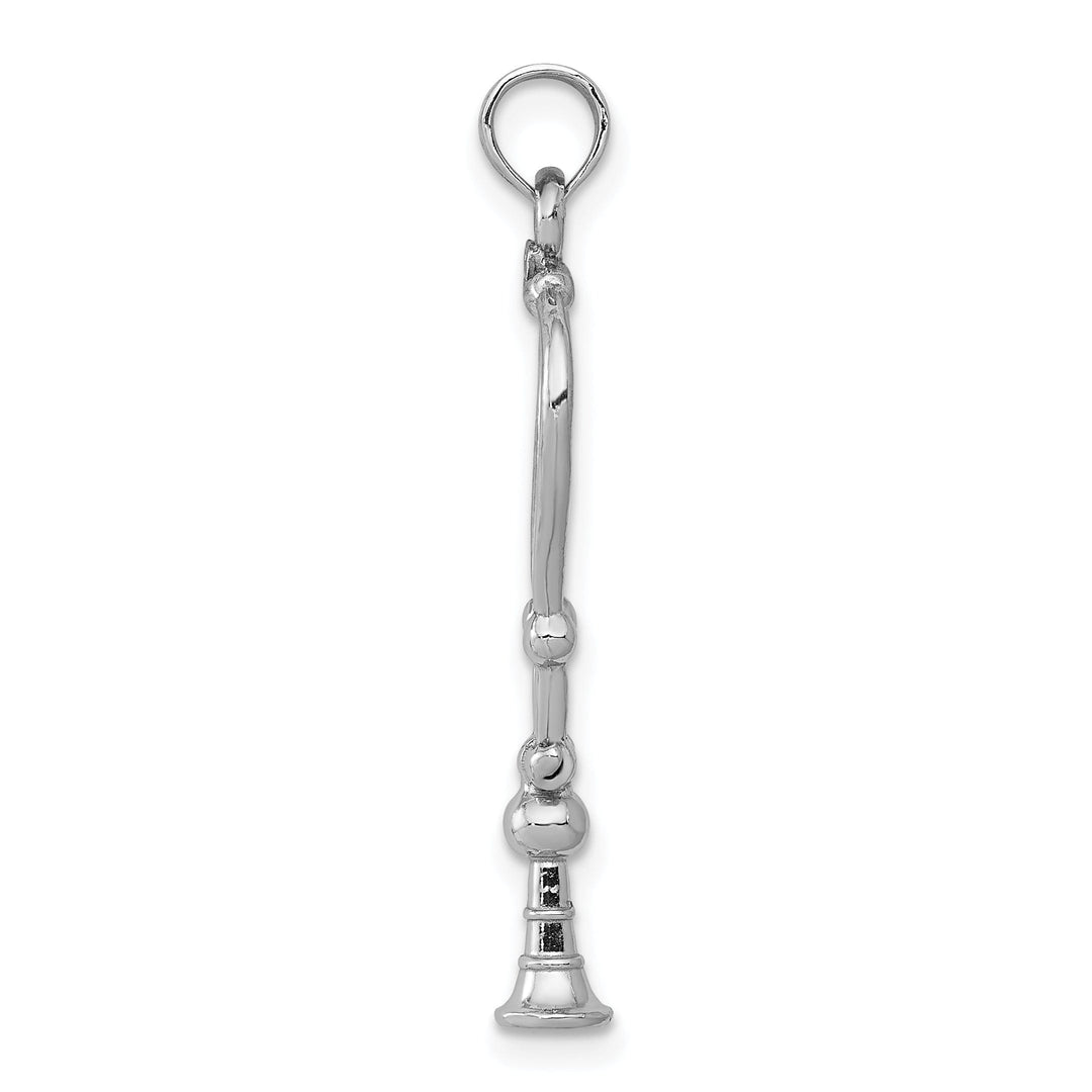 14k White Gold Solid Polished Finish Moveable 3-Dimensional Stethoscope Charm Pendant