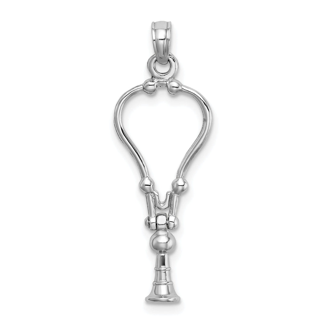 14k White Gold Solid Polished Finish Moveable 3-Dimensional Stethoscope Charm Pendant