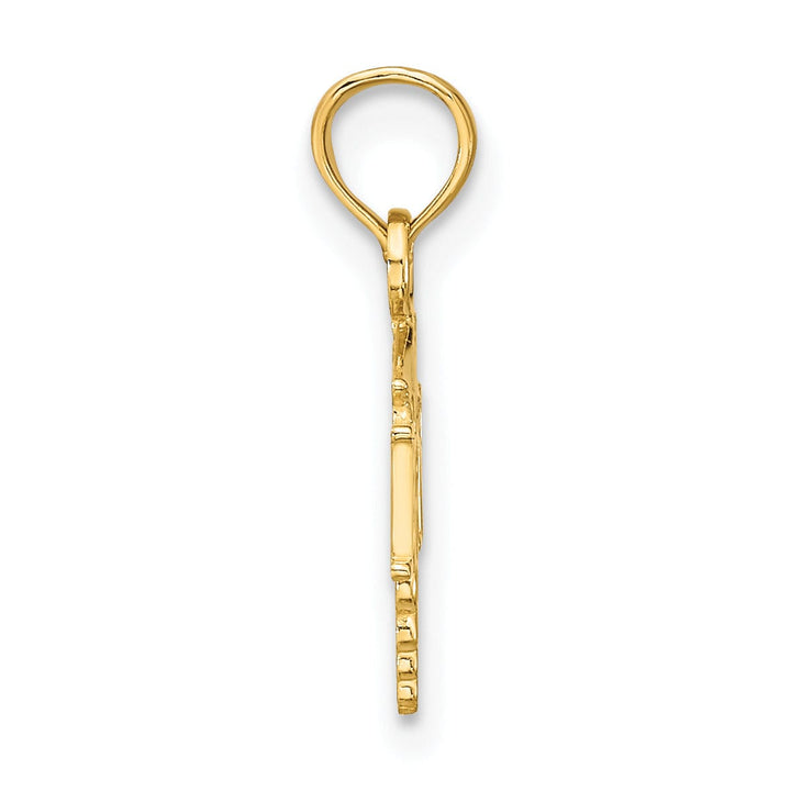 14K Yellow Gold Open Back Polished Finish RN Caduceus Design Charm Pendant