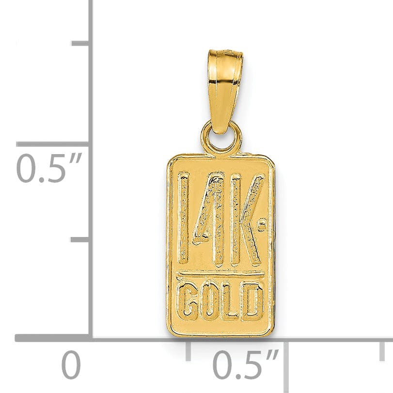 14k Yellow Gold Textured Polish Finish 14K GOLD Charm Pendant