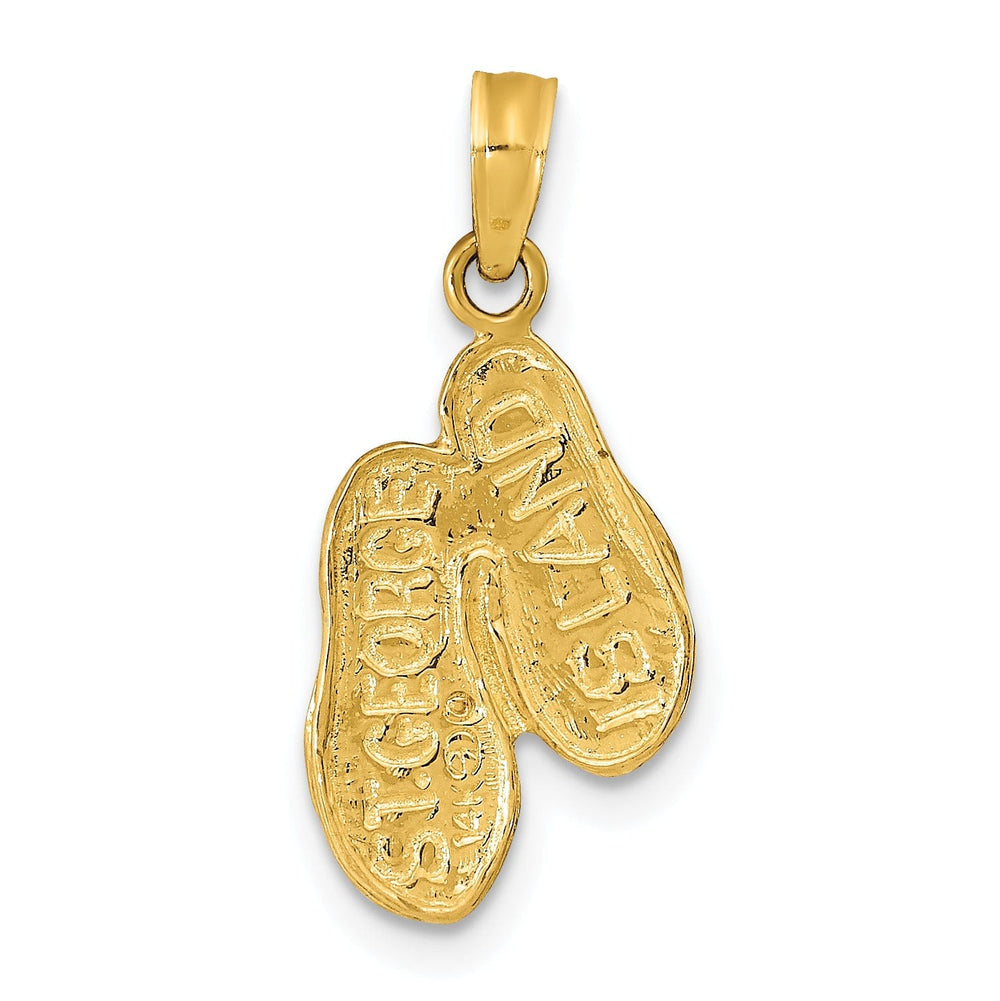 14K Yellow Gold Polished Textured Finish ST.GEORGE ISLAND Reversible Double Flip Flop Sandles Charm Pendant