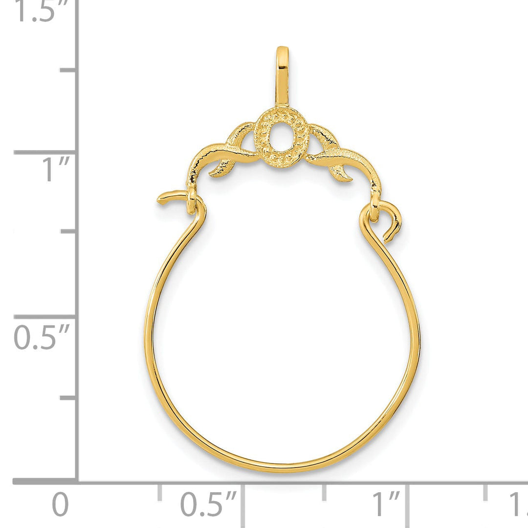 14K Yellow Gold Fancy Design Charm Holder Pendant