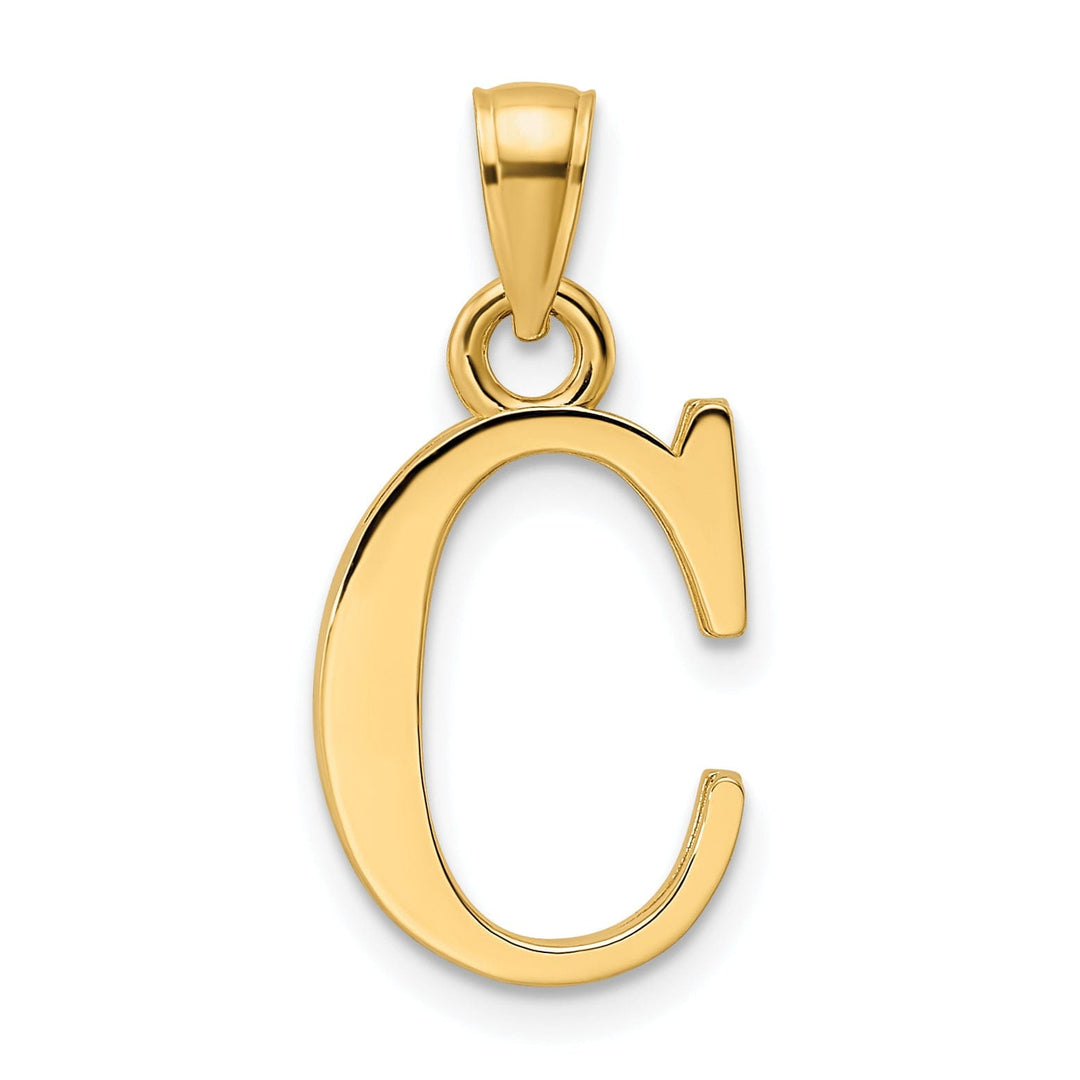 14K Yellow Gold Block Design Large Letter Initial C Charm Pendant