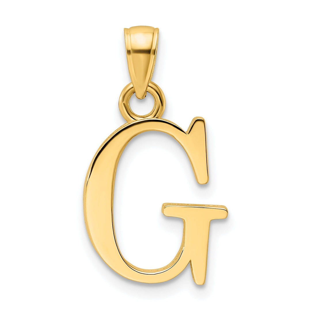 14K Yellow Gold Block Design Large Initial Letter G Charm Pendant