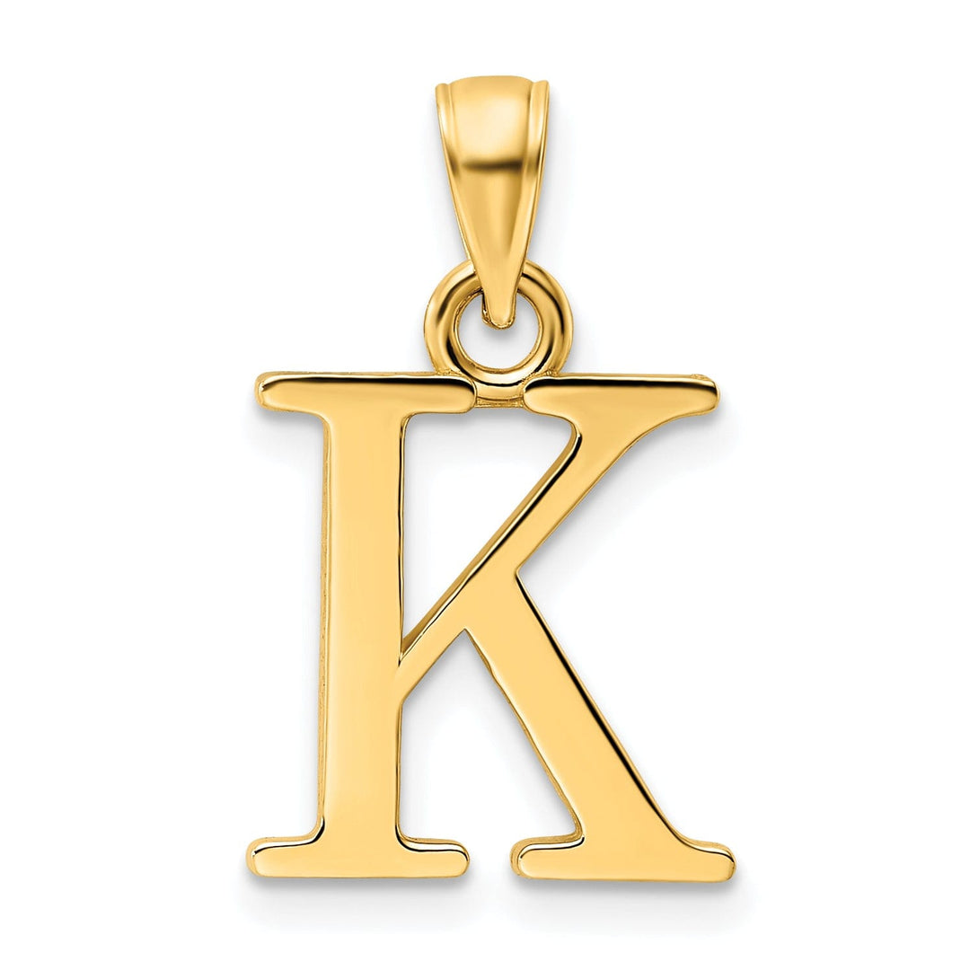 14K Yellow Gold Block Design Large Initial Letter K Charm Pendant