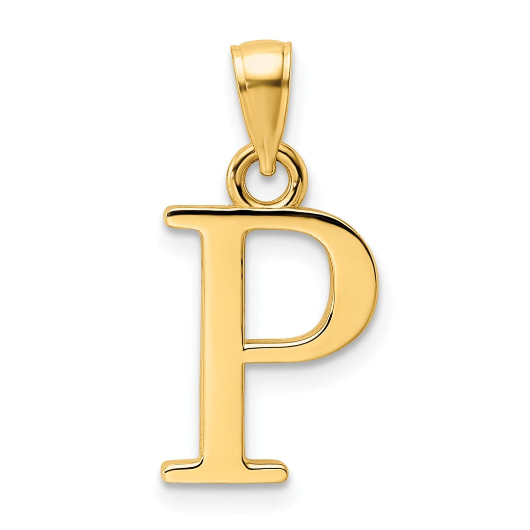 14K Yellow Gold Block Design Large Initial Letter P Charm Pendant