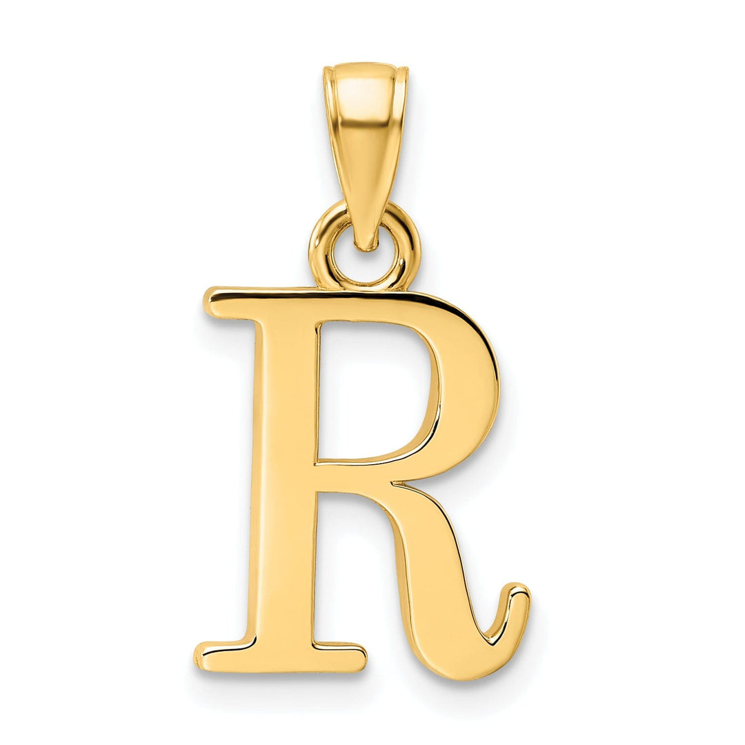 14K Yellow Gold Block Design Large Initial Letter R Charm Pendant