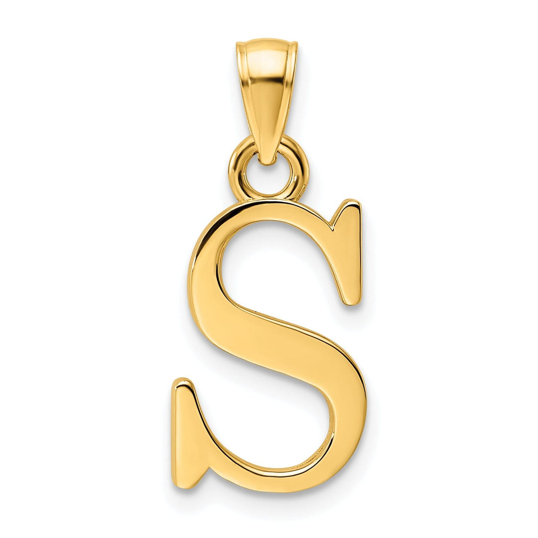 14K Yellow Gold Block Design Large Initial Letter S Charm Pendant