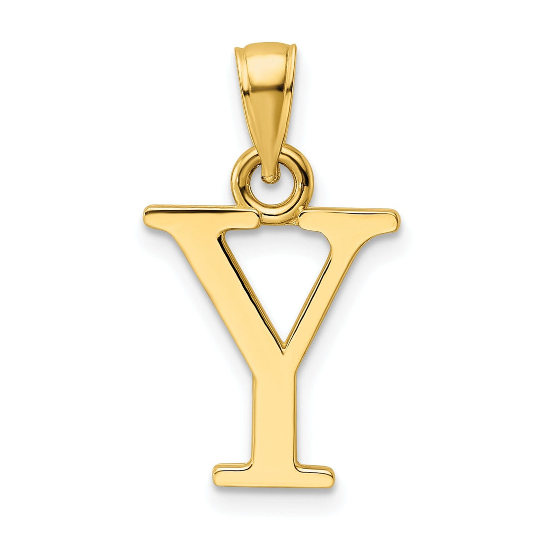 14K Yellow Gold Block Design Large Initial Letter Y Charm Pendant