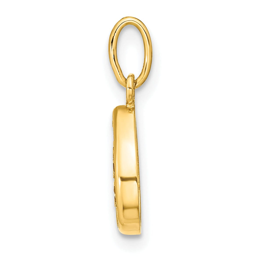 14K Yellow Gold Open Back Solid Polished FinishTeardrop Shape Tree Of Life Charm Pendant