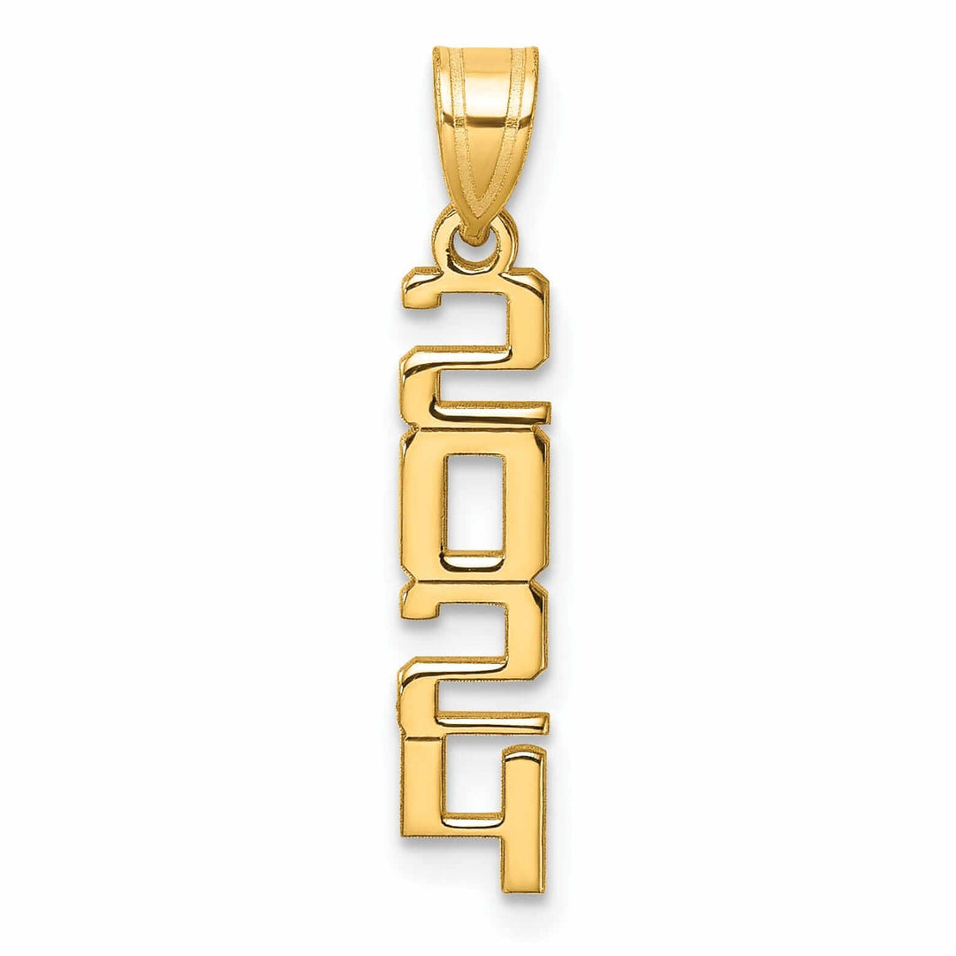 14K Polished Finish Vertical Design 2024 Graduation Charm in 14K Yellow Gold