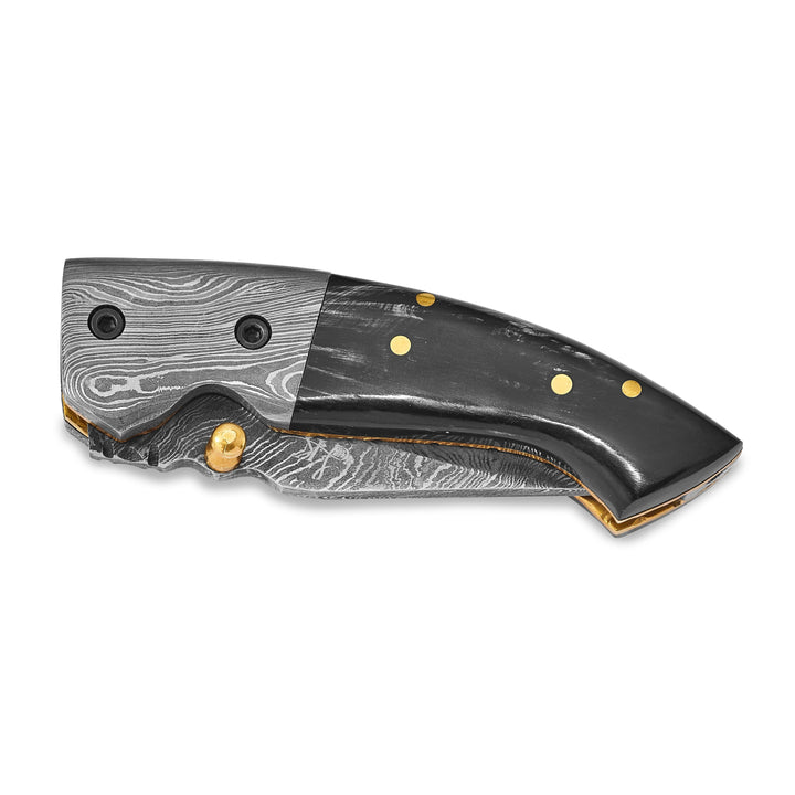 Damascus Steel Blade Buffalo Horn Handle Knife