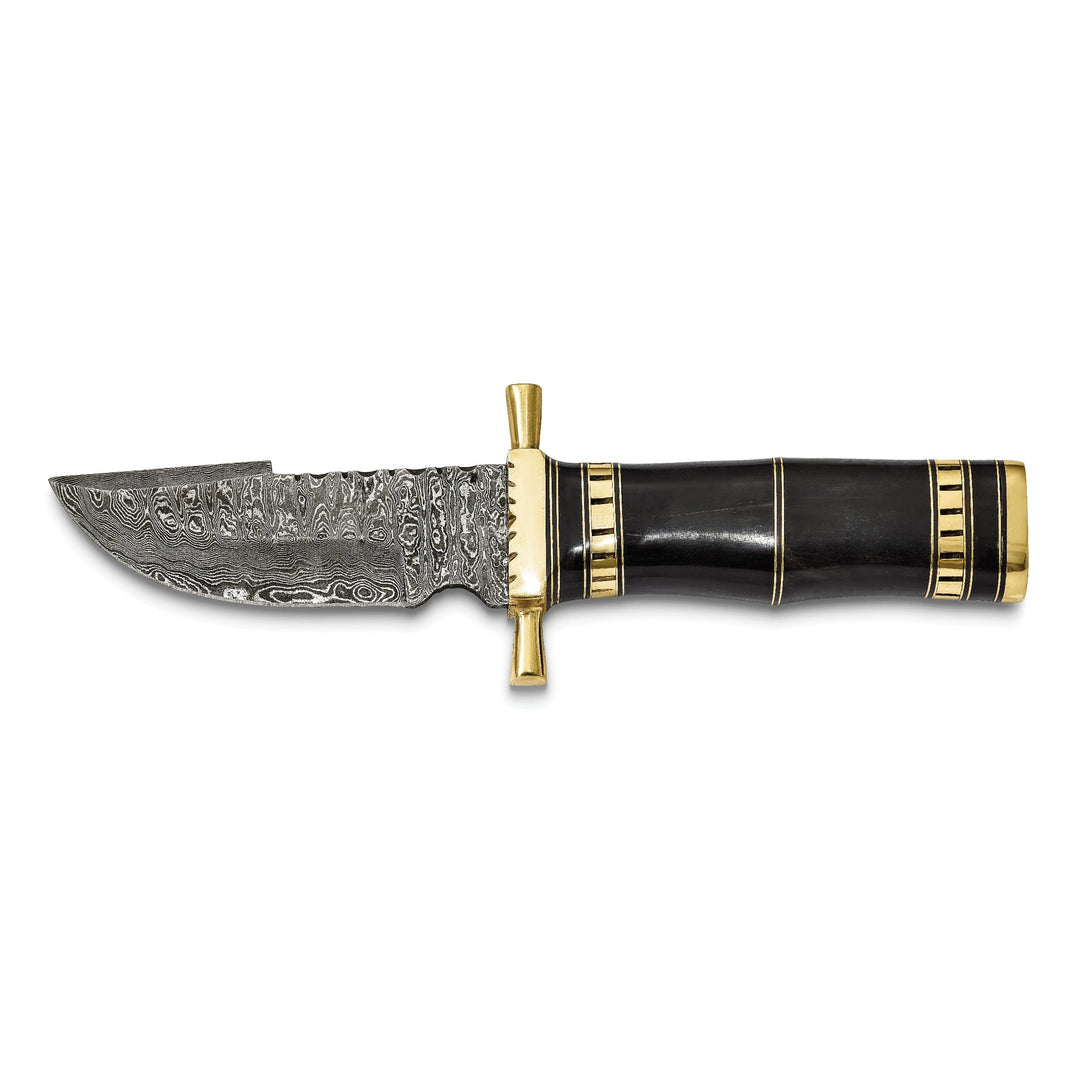 Damascus Steel 256 Layer Fixed Onyx Black Dyed Bone Handle Knife