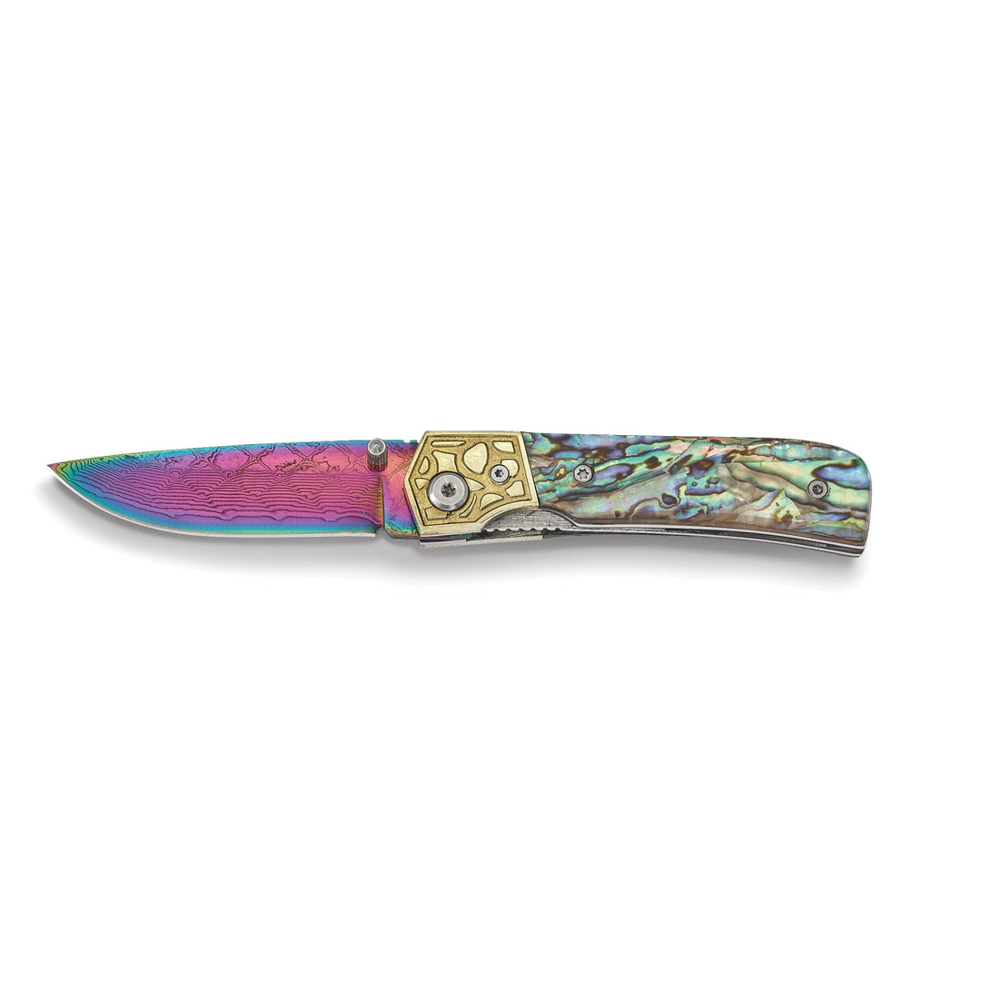 Damascus Steel Genuine Abalone Handle Knife