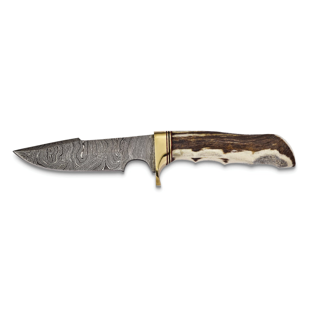 Damascus 256 Layer Fixed Blade Stag Horn Knife